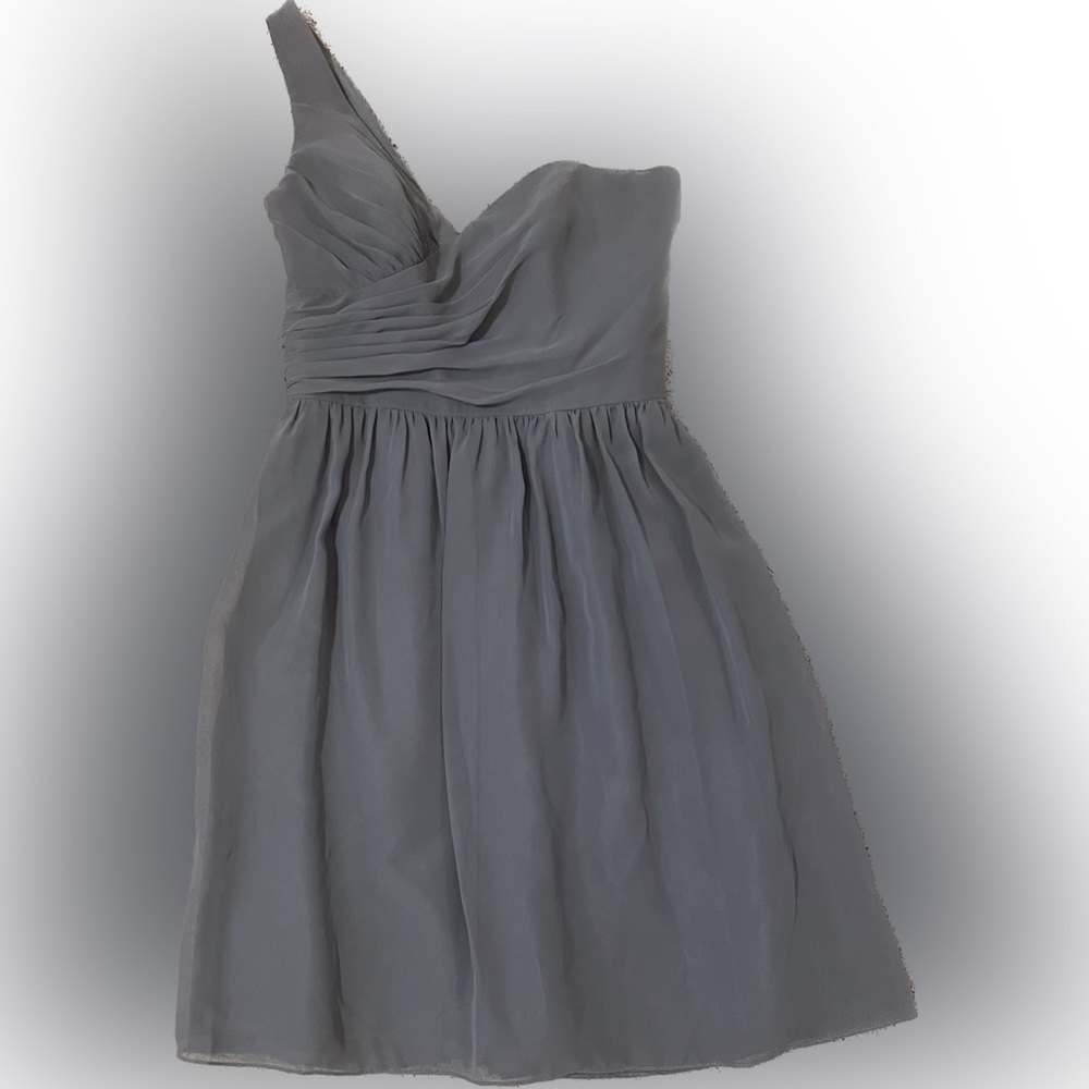 Alfred Angelo gray one shoulder bridesmaid dress